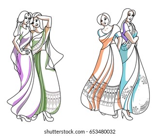 Indian fashion set. Vector stock illustration for design on white background