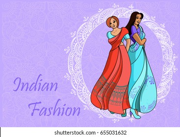 Indian fashion set. Vector stock illustration for design on white background