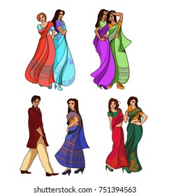 Indian fashion set. Vector stock illustration for design on white background