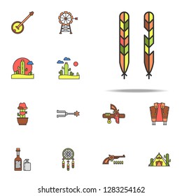 Indian feather colored icon. Wild West icons universal set for web and mobile