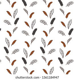 indian feathers cute vector seamless pattern