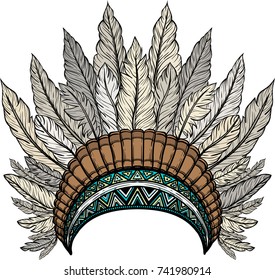 Indian Feathers Headdress Warbonnet