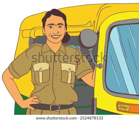 Indian female auto rickshaw driver, women empowerment and independent