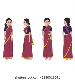 Indian female cartoon character. You can make moral stories for the best cartoon character with this. This character is the best for your animation videos.2d cartoon character all angle for animation.