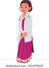 Indian female doctor., female doctor in sari. medical concept