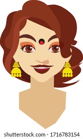 Indian female face with bindi and earrings