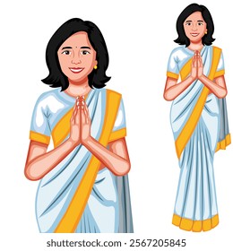 Indian Female Politician Namaskar Character Vector Illustration (Royalty Free)