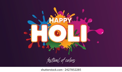 Indisches Festival der Farben Happy Holi Farbe Splash Vektor Poster