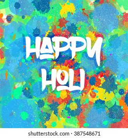  Indian Festival of Colours design for banner, print, poster and card. Happy Holi celebration calligraphy. Vector