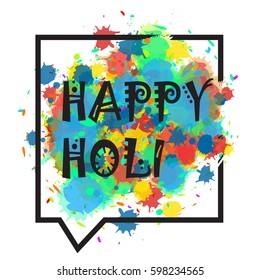 Indian Festival of Colours design for banner, print, poster and card. Happy Holi celebration calligraphy. Vector