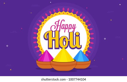 Indian Festival of Colours, Happy Holi celebration design.