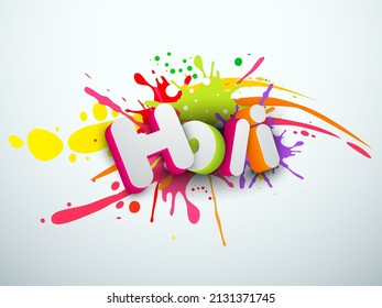 Indian festival of colours, Happy Holi concept with stylish text, on colourful grunge background with your text space.