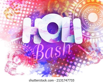 Indian festival of colours, Happy Holi concept with mandala pattern and stylish text.