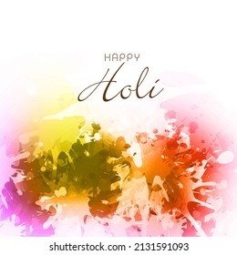 Indian festival of colours, Holi concept with colourful grunge Happy Holi against white background.