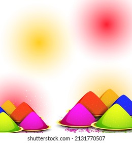 Indian festival of colours, Holi concept with drycolours and text Happy  Holi.