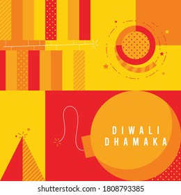 indian festival crackers colorful banner for diwali dhamaka