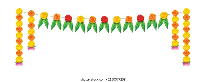 Indian festival decoration flower bunting designs also called toran