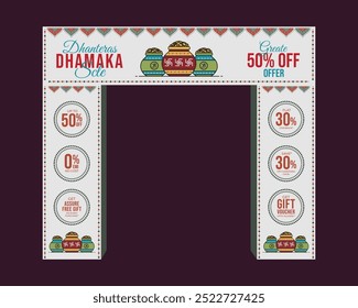 Festival indiano Dhanteras venda oferecer design de entrada, design de portão de diwali