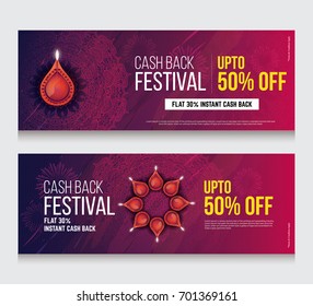 Indian Festival Diwali Banner Design Set with 50% Discount Tag