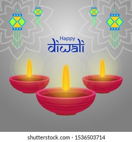 Indian Festival Diwali or Deepawali Greeting Card Background ! Happy Diwali !