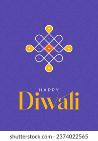 Indian festival Diwali greeting card with rangoli design kolam.