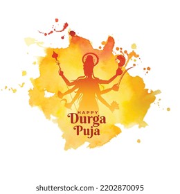 indian festival durga pooja watercolor greeting card design 