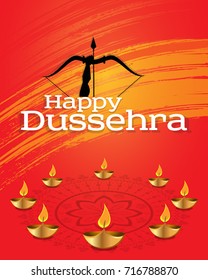 Indian festival of dussehra celebrating lord ram. Festive greetings background with elements.  (Translation: Happy Dussehra)