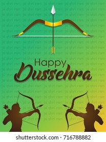 Indian festival of dussehra celebrating lord ram. Festive greetings background with elements.  (Translation: Happy Dussehra)