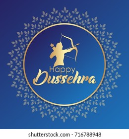 Indian festival of dussehra celebrating lord ram. Festive greetings background with elements.  (Translation: Happy Dussehra)