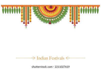 Indian festival elements flower and mango leaf for logo unit like happy diwali or dasara or ugadi vector illustration