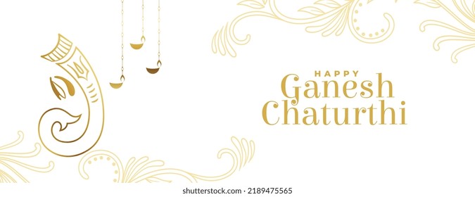 indian festival ganesh chaturthi banner in golden design 