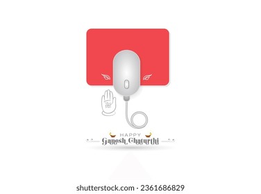 Indian festival Ganesh Chaturthi creative concept. Lord Ganesha Vector illustration with Mouse.