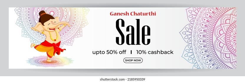 Indian festival Ganesh Chaturthi great sale, offer, discount banner-vector