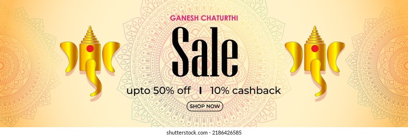 Indian Festival Ganesh Chaturthi Great Sale, Offer, Discount Banner-vector