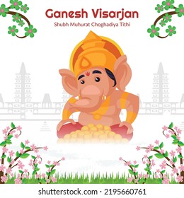 Indian Festival Ganesh Visarjan Banner Design Template.