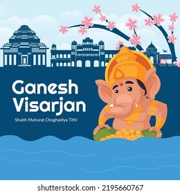 Indian Festival Ganesh Visarjan Banner Design Template.