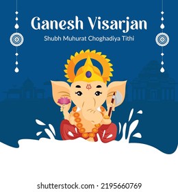 Indian Festival Ganesh Visarjan Banner Design Template.