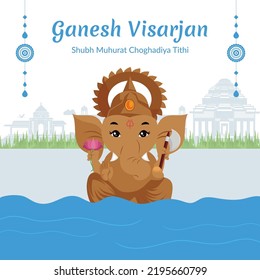 Indian Festival Ganesh Visarjan Banner Design Template.