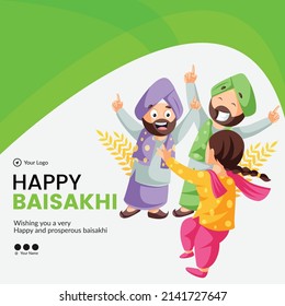 Indian festival of happy Baisakhi banner design template.