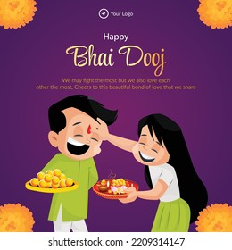 Festival indio Happy Bhai Dooj patrón de diseño de banners.