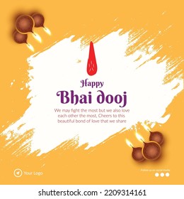 Indian festival Happy Bhai Dooj banner design template.