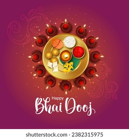 Indian festival happy bhai dooj concept. Rakhi celebration in india vector illustration dsign