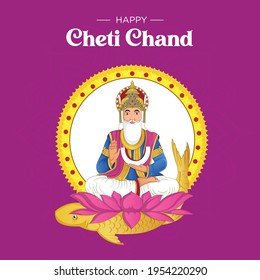 Indian festival happy cheti chand banner design template. Vector graphic illustration.