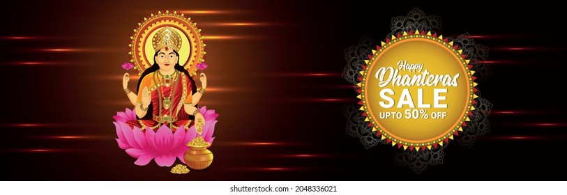 Indian festival of happy dhanteras celebration banner 