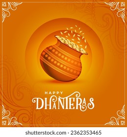 indian festival happy dhanteras celebration background for ganpati blessing vector