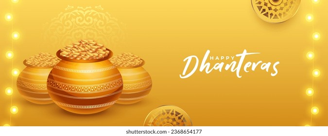 indian festival happy dhanteras premium wallpaper for akshaya tritiya ritual vector. Translation: Happy Dhanteras, dhan means wealth teras means thirteen