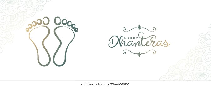 indian festival happy dhanteras worship banner with goddess feet design vector