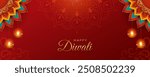 Indian festival happy diwali banner with decorative props, Indian traditional festival background, vector illustration