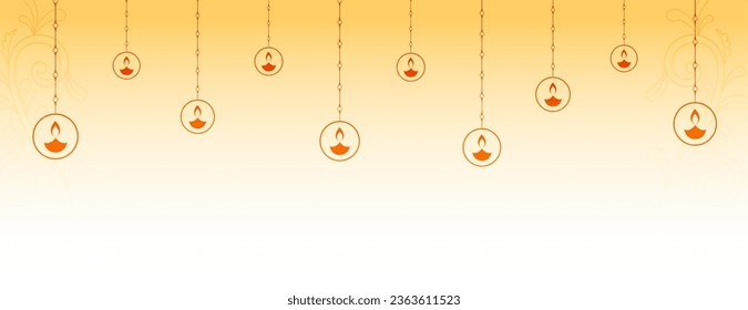 indian festival happy diwali banner with lantern and text space 