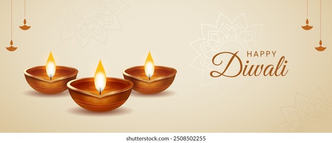 Banner de diwali feliz festival indiano com adereços decorativos, fundo tradicional festival indiano, ilustração vetorial